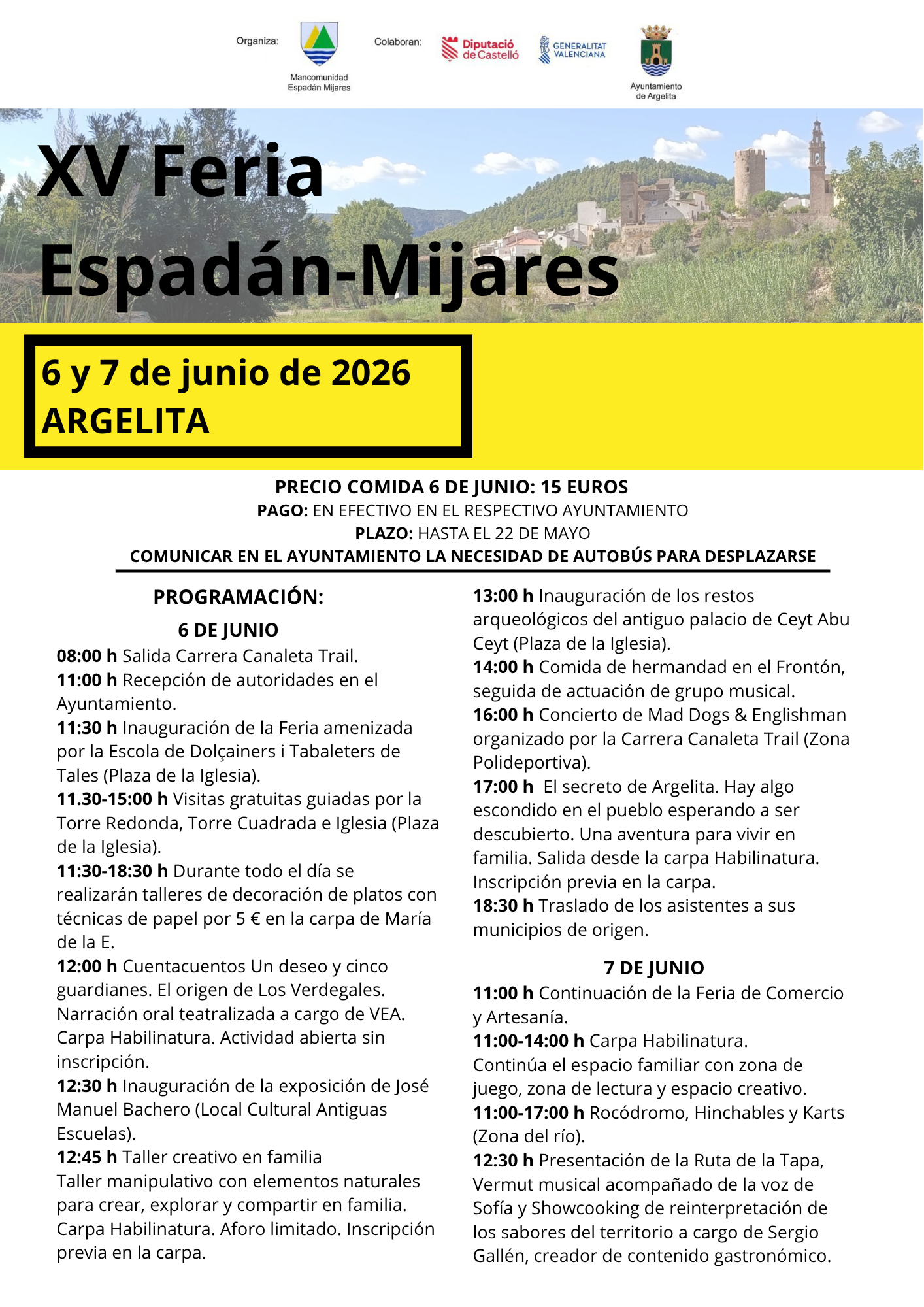 🎉 ¡Ya tenemos programación para la XV Feria Espadán-Mijares! 🎉